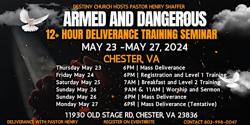 Imagem principal de May 23-May 27 | Chester, VA | Armed & Dangerous Deliverance Seminar