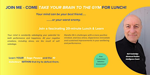 Primaire afbeelding van LUNCH & LEARN: Take Your Brain To The Gym - Energy, Performance & Wellbeing