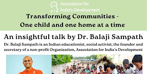 Hauptbild für Transforming Communities - A talk by Dr. Balaji Sampath
