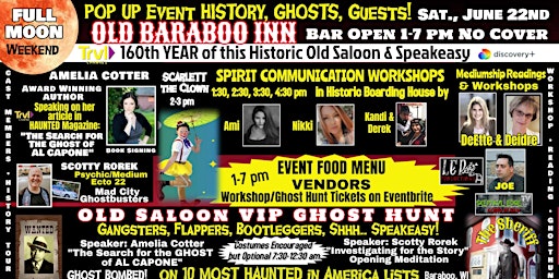 Imagem principal de "Full Moon" OLD SALOON VIP GHOST HUNT, Workshops, Readings, Spooky Fun!