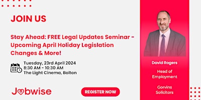 FREE Legal Seminar: Holiday Legislation changes & what it means for you primary image