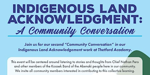 Imagem principal do evento Indigenous Land Acknowledgment:  Community Listening Session with Abenaki