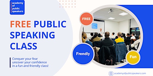 Image principale de Beginners FREE Public Speaking Confidence Class in a Friendly Environment