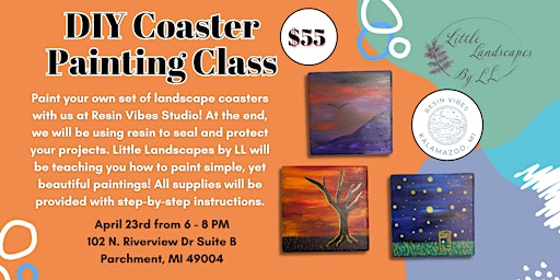 DIY Coaster Painting Class at Resin Vibes Studio!  primärbild