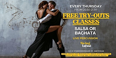 Imagem principal do evento Salsa or Bachata Absolute Beginners FREE Weekly Try-Out! ! !