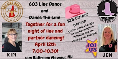 Monthly Line Dance w/Lesson. Duel hosts 603 Line Dance and Dance the Line- primary image