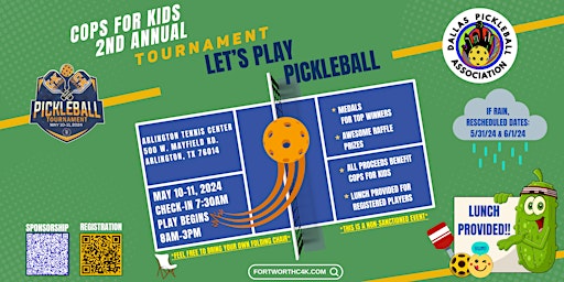 Imagen principal de 2nd Annual  Worth Cops 4 Kids Pickleball  Sponsorship