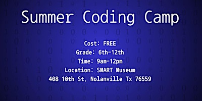 Primaire afbeelding van Summer Coding Camp 1: June 5th 2024