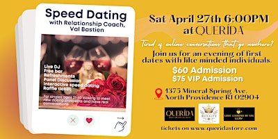 Imagem principal do evento Speed Dating with Relationship Coach, Val Bastien (21-40 singles)