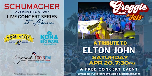 Imagem principal de Elton John Tribute - FREE CONCERT. This is for a preferred reserved seat.