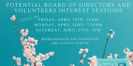 Potential Board and Volunteers Information Sessions