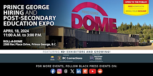 Imagem principal de FREE Prince George Hiring & Post-Secondary Education Expo 2024