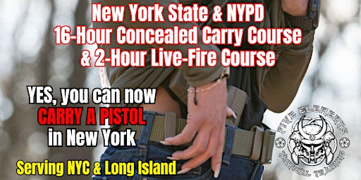 Imagem principal do evento NYS 16-Hour Concealed Carry Course (Sat. 6/8 & Sun. 6/9) Nassau Suffolk