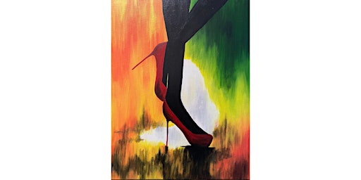 Sip and Strut: Sexy Red Heels Painting primary image