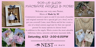 Primaire afbeelding van Pop-Up Shop -Macrame Angels (and more!) w/Marta of Made by M