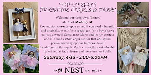 Imagem principal do evento Pop-Up Shop -Macrame Angels (and more!) w/Marta of Made by M