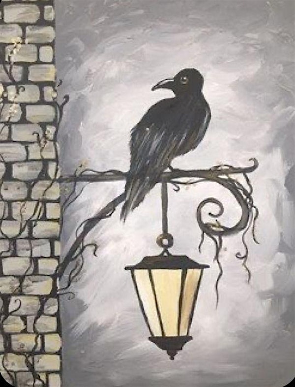Happy Painting - Crow on a Lamp