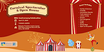 Imagem principal de Behavior Frontiers 20th Anniversary Celebration: Carnival Spectacular & Open House - Edina!