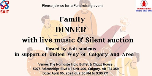 Primaire afbeelding van FAMILY DINNER BUFFET WITH LIVE MUSIC & SILENT AUCTION