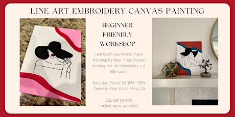 Line Art Embroidery Canvas Painting | BEGINNER FRIENDLY