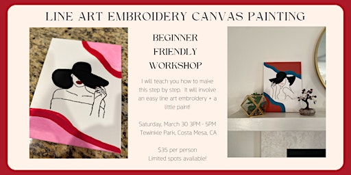 Line Art Embroidery Canvas Painting | BEGINNER FRIENDLY primary image