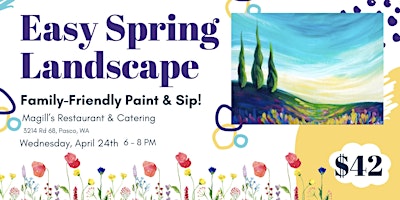 Imagen principal de Easy Spring Landscape Family-Friendly Paint & Sip!