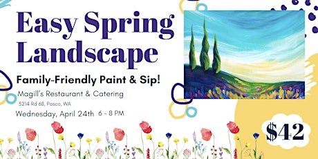 Easy Spring Landscape Family-Friendly Paint & Sip!