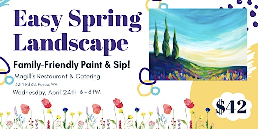 Imagem principal do evento Easy Spring Landscape Family-Friendly Paint & Sip!