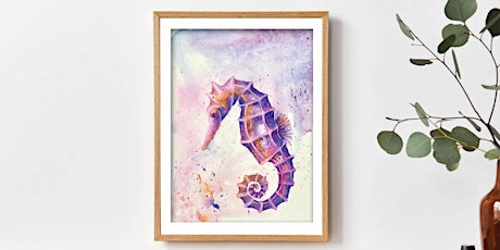 Watercolour Painting Lavender, Sunsets and Seahorse Series