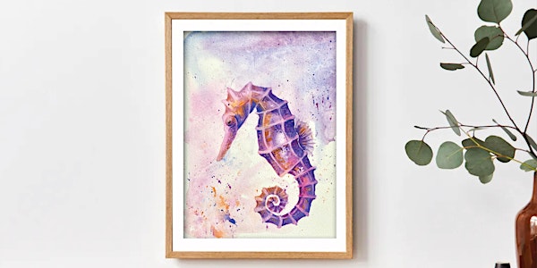 Watercolour Painting Lavender, Sunsets and Seahorse Series