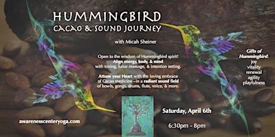 Primaire afbeelding van ✨Hummingbird  Spirit ~ Cacao & Sound Journey w/Micah Sheiner✨