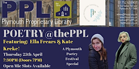 POETRY@thePPL Ft. Ella Frears & Kate Kreke + open mic