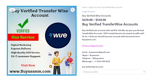 Primaire afbeelding van Worldwide Best Places to Buy Verified TransferWise 101