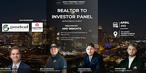 Immagine principale di Realtor to Investor Panel Networking Event 