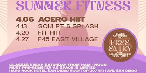 COMP Entry  to  Acero Hiit Fitness Class  @ Hard Rock Hotel Rooftop primary image