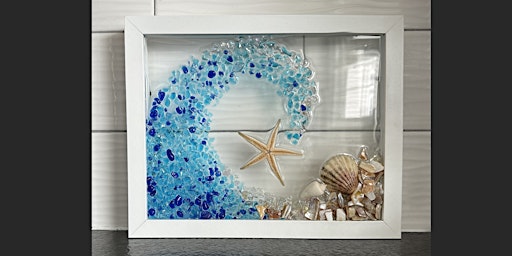 Crushed Glass &. Shells Ocean Wave in Frame Paint Sip Art Class  primärbild