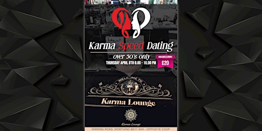 KARMA SPEED DATING - OVER 50'S - 7-9 OR 8-10PM primary image