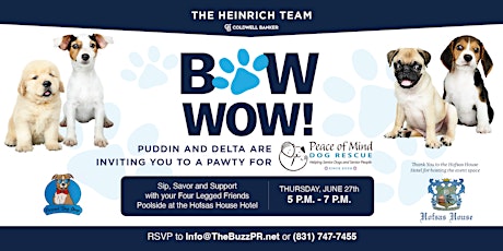 PUDDIN and DELTA are inviting you to a PAWTY for Peace of Mind Dog Rescue