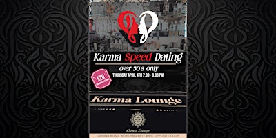KARMA SPEED DATING   - OVER 30'S - 7-9 OR 8-10 primary image