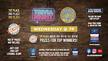 Primaire afbeelding van Trivia Game Night | Southern Brewing and Winery - Tampa FL - WED 7p