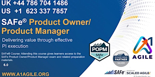 Immagine principale di POPM, Product Owner/Manager, SAFe 6 Certification,Remote Training,  22/23Ap 