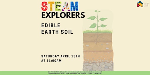 Imagem principal do evento STEAM Explorers: Edible Earth Soil at Ponderosa Joint-Use Branch