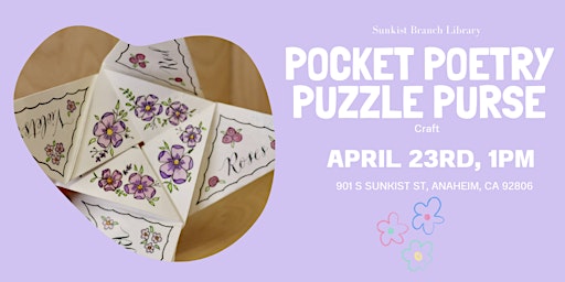 Imagem principal do evento Pocket Poetry Puzzle Purse craft