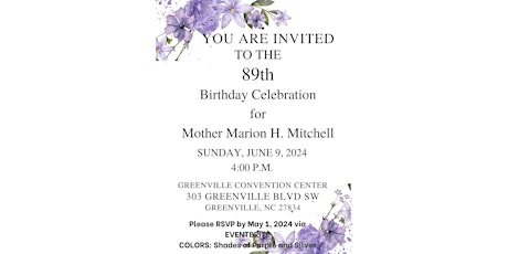 89th Birthday Celebration for Mother Marion Hawkins Mitchell