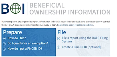 Beneficial Ownership Information Filing (BOI) primary image