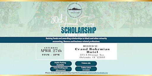 Primaire afbeelding van GOABA 30th Annual Spring Scholarship &  Award Lunch Event