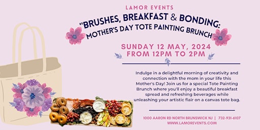 Imagen principal de Brushes, Breakfast & Bonding: Mother's Day Tote Painting Brunch