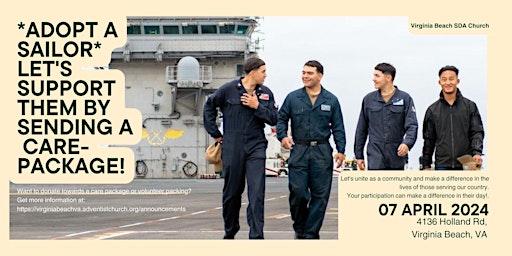 Imagem principal do evento Adopt a Sailor- Carepackages for Deployed Sailors
