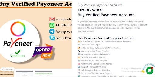 Imagem principal de Buy Verified Payoneer Account - PVA Sells