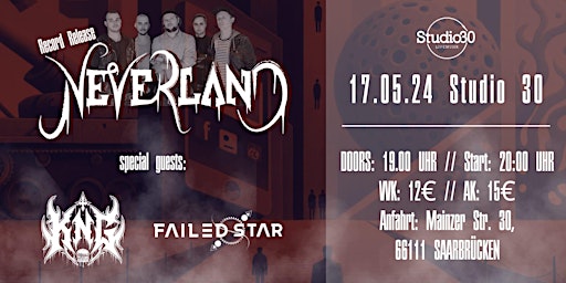 Image principale de NEVERLAND  - Record Release Show w/KNG & Failed Star